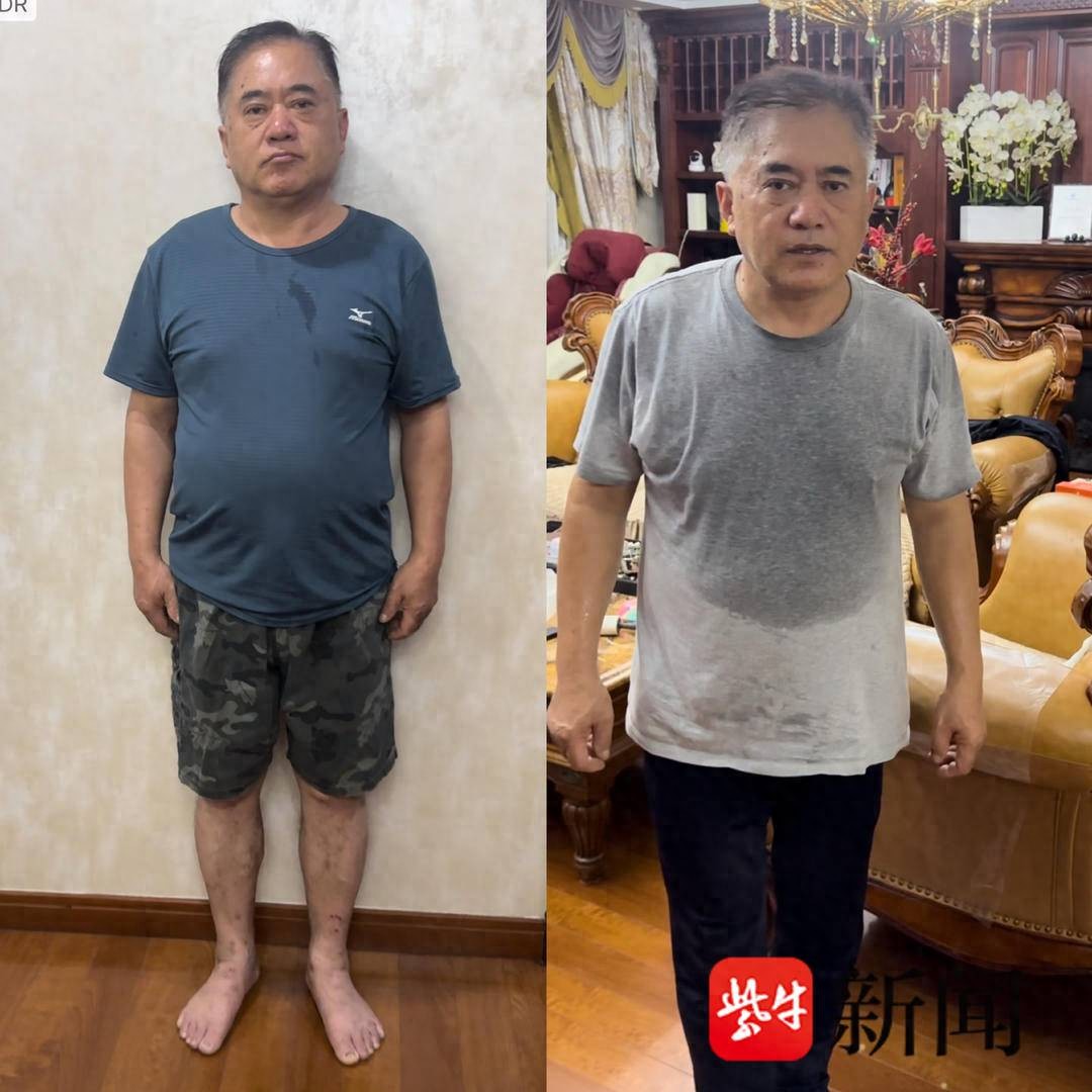 问鼎娱乐 定制“椅子操”练出腹肌！苏州女婿带老丈人10个月减肥55斤，重启健康人生